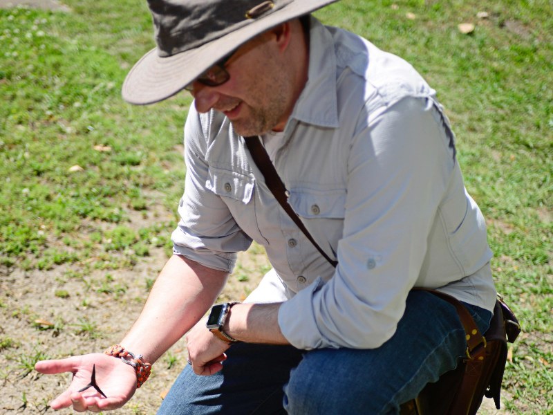Michael Livingston holding a caltrop